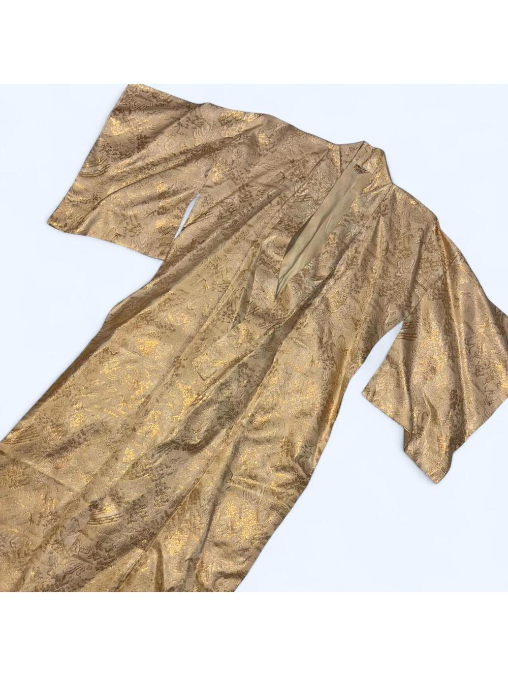 Vintage 60s Gold Metallic Kimono